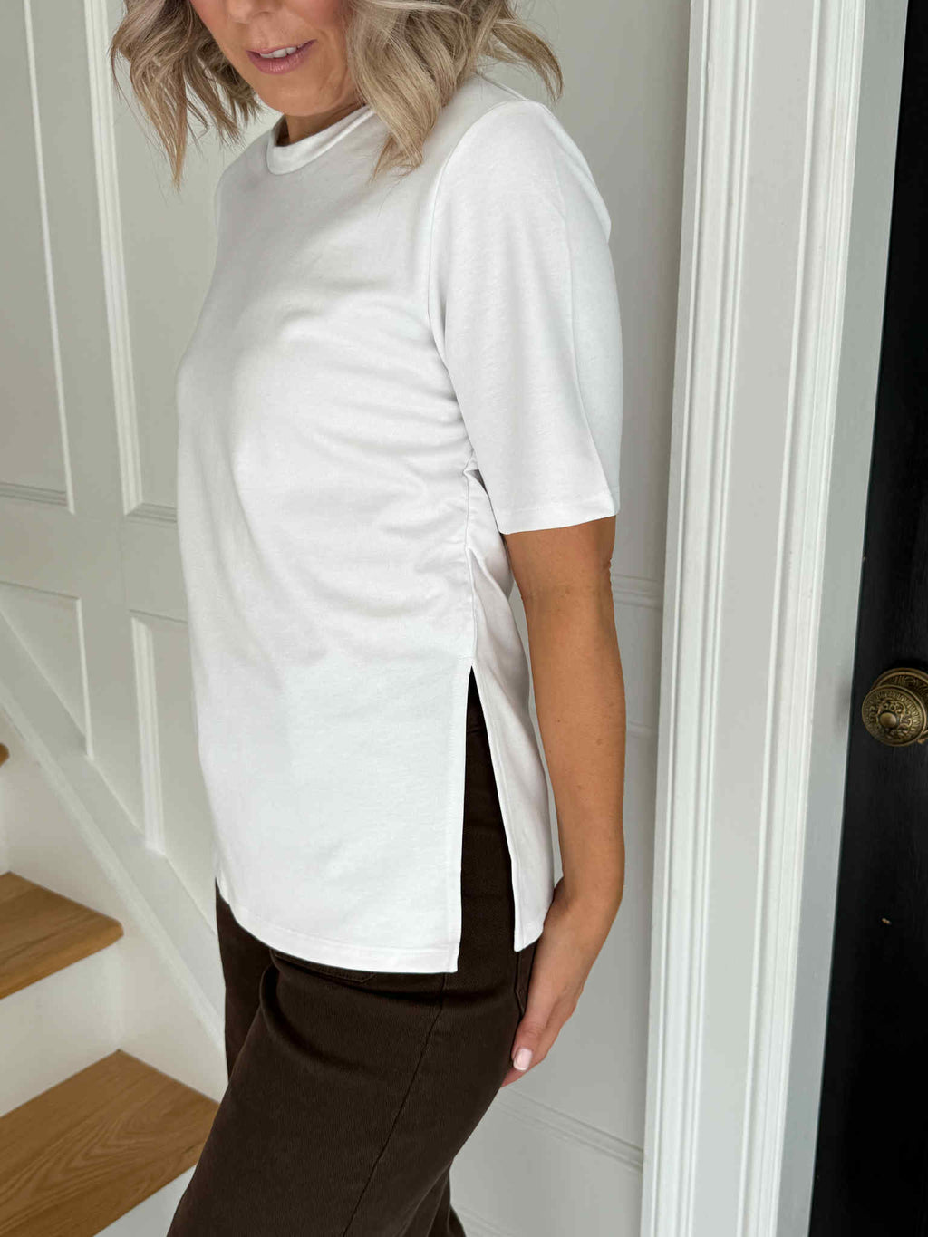 Skylar Split T-Shirt - White