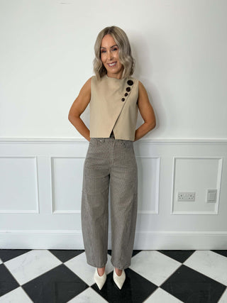 Mila Linen Top - Taupe