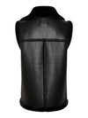 - Faux leather gilet - Asymmetric zip-up front - Oversized faux fur lapel - Sleeveless design with faux fur trim - Zipped chest pocket - Zipped side pockets