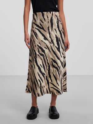 - Midi Length  - Elasticated Waist with hidden side zip  -  Print repeated all-over the fabric