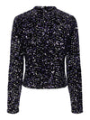 - Stand away collar  - Keyhole back fastening  - Long sleeves  - All-over sequin detail  - Slim fit - Colour: Black/Purple