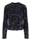 - Stand away collar  - Keyhole back fastening  - Long sleeves  - All-over sequin detail  - Slim fit - Colour: Black/Purple