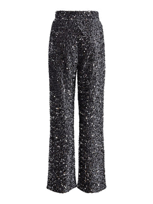 Kam Wide Leg Sequin Trousers - Magnet/Black/Silver