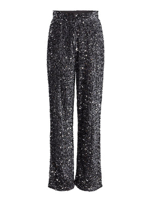 Kam Wide Leg Sequin Trousers - Magnet/Black/Silver
