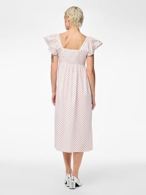 Square neckline - Frilled cap sleeves - Gathered cutline - Elasticated smocked panel at back - Unlined - Regular fit
