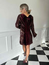 Brioni Sequin Bow Mini Dress - Wine