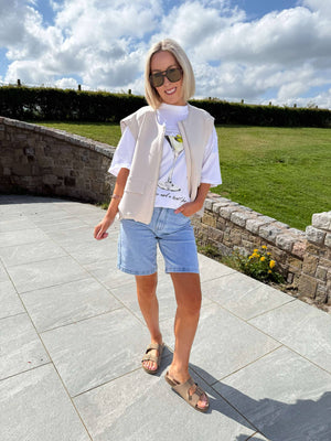 Olive Ice Cocktail Glass Oversized T-Shirt - White