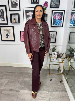 Karina Straight Leg Jeans - Burgundy
