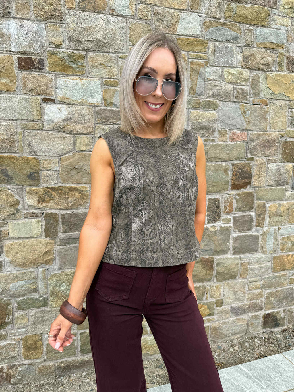 Chia Sleeveless Top - Fondue Fudge Snake