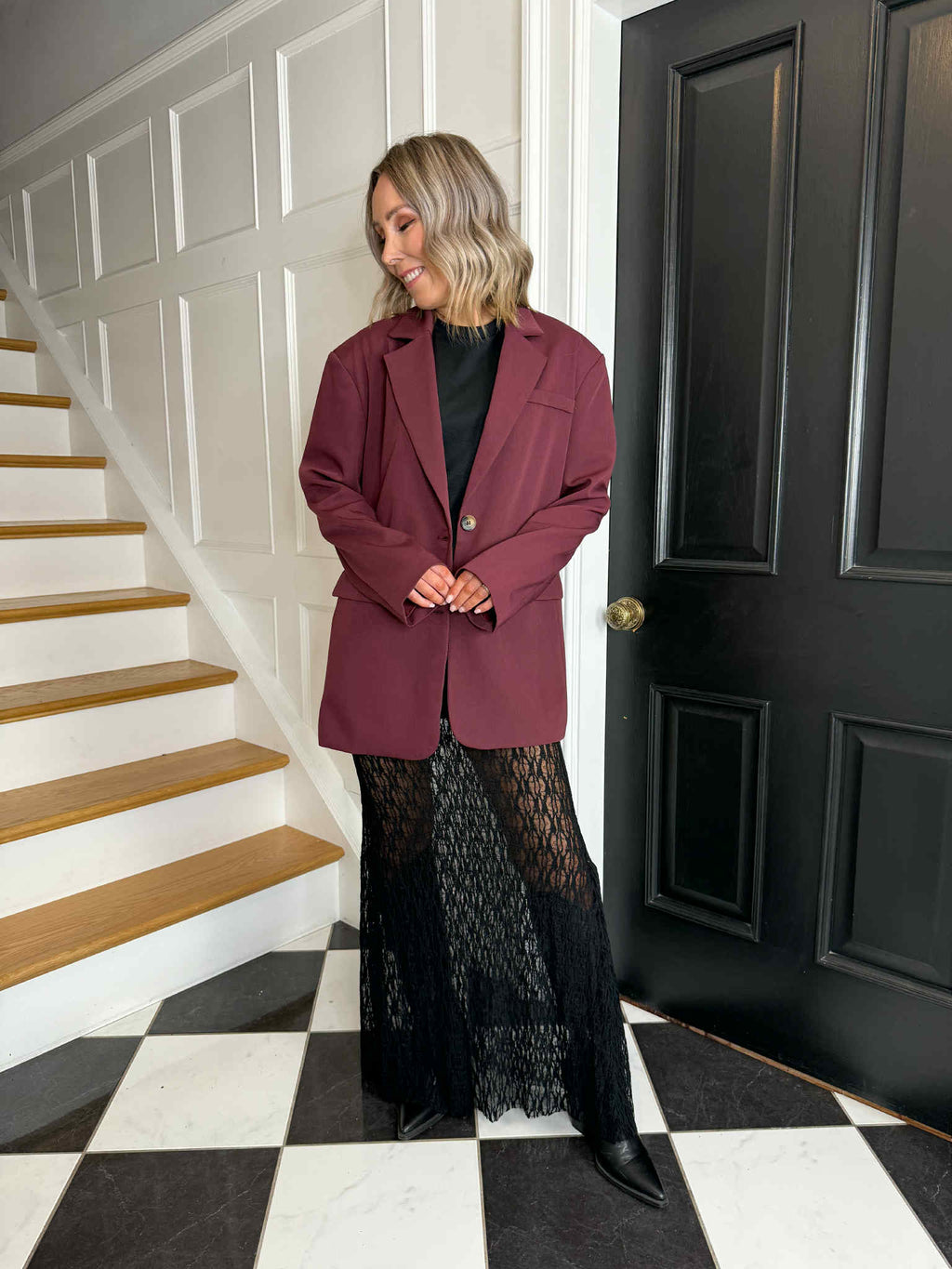 Cara Lace Maxi Skirt - Black