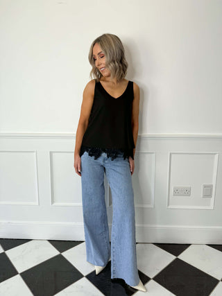 Rosi Lace Trim Top - Black