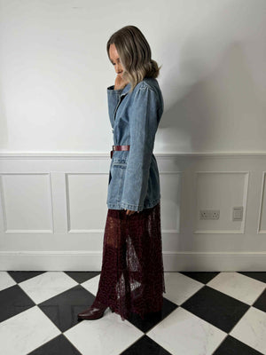 Viva Double Breasted Demin Blazer - Vintage Blue