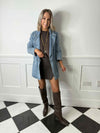 Viva Double Breasted Demin Blazer - Vintage Blue