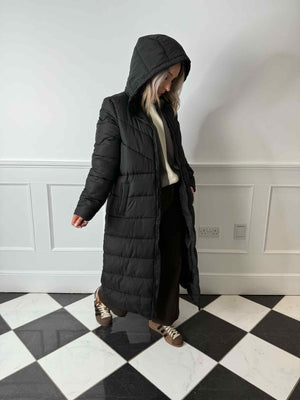 Dalcon Long Puffer Coat - Black