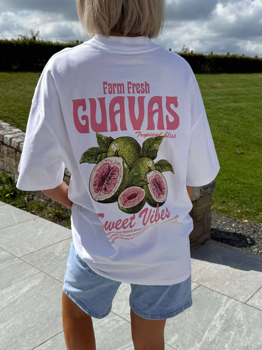 Farm Fresh Guavas Oversized T-Shirt - White
