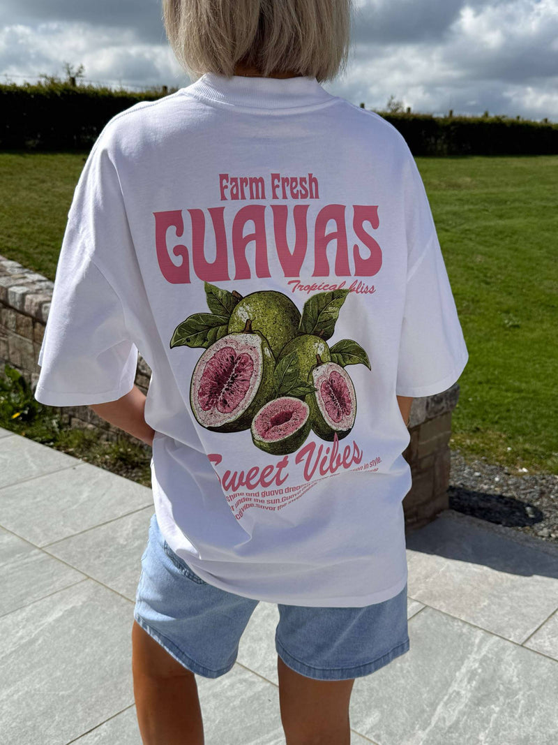 Farm Fresh Guavas Oversized T-Shirt - White