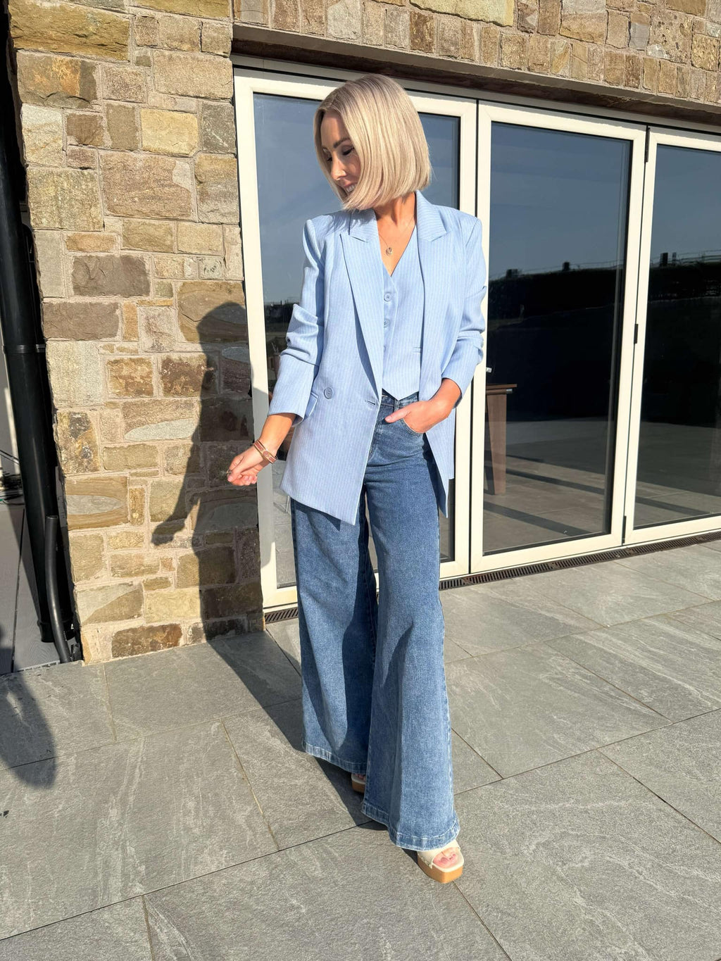 Carla Waistcoat - Sky Blue