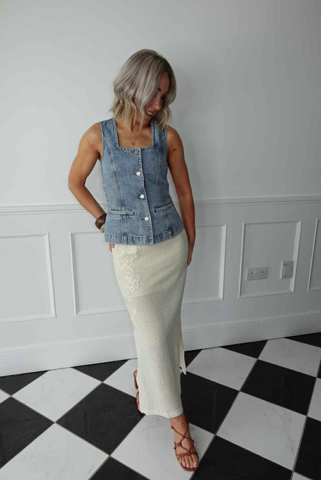 Ammi Embroidered Maxi Skirt - Tofu