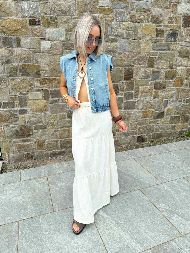 Elsie Denim Vest - Light Blue