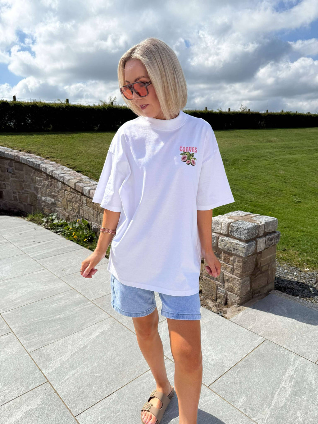 Farm Fresh Guavas Oversized T-Shirt - White