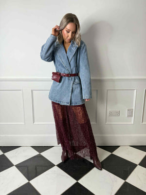 Viva Double Breasted Demin Blazer - Vintage Blue