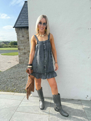 Oregon Acid Wash Denim Dress - Black