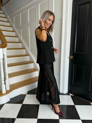 Harlow Lace Slip Skirt - Black