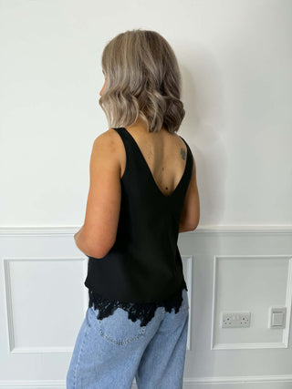Rosi Lace Trim Top - Black