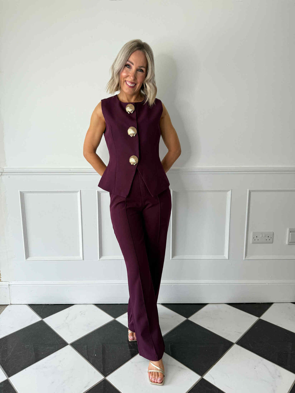 Loren Pleat Trousers - Plum