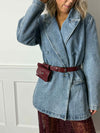 Viva Double Breasted Demin Blazer - Vintage Blue