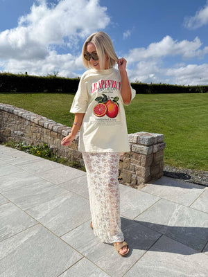 Hazel Embroidered Sheer Maxi Skirt - Cream