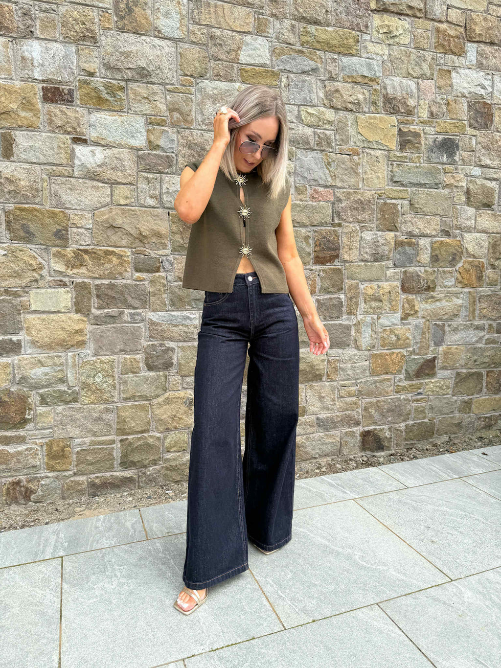 Sadie Palazzo Jeans - Dark Denim
