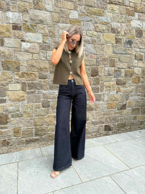 Sadie Palazzo Jeans - Dark Denim