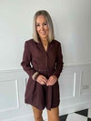 Kerri Tailored Belted Playsuit - Burgundy