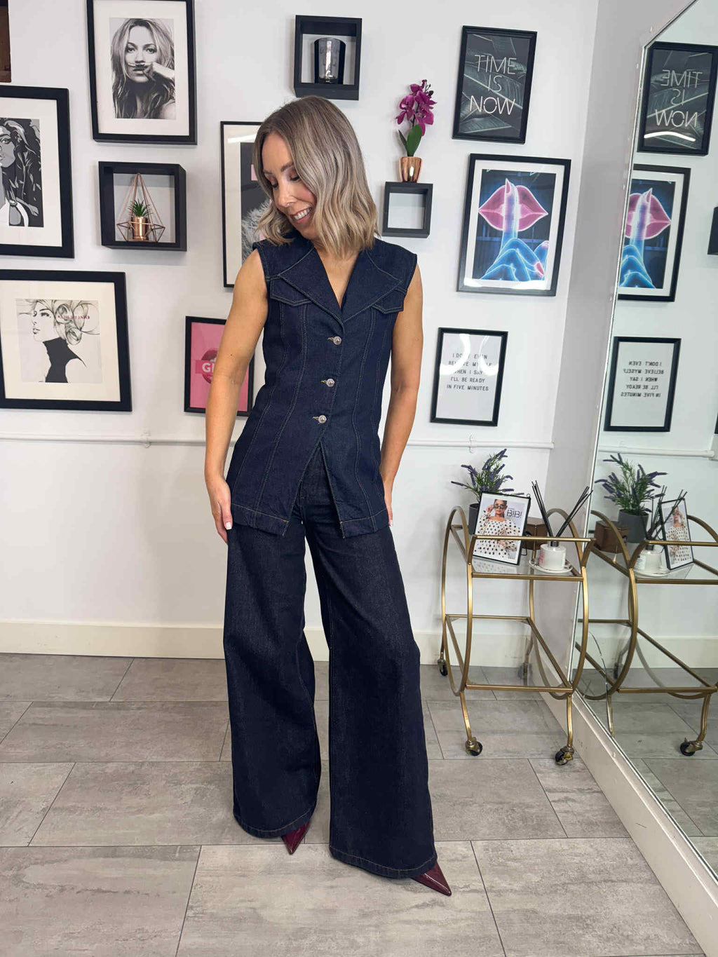 Nua Fitted Denim Waistcoat - Indigo