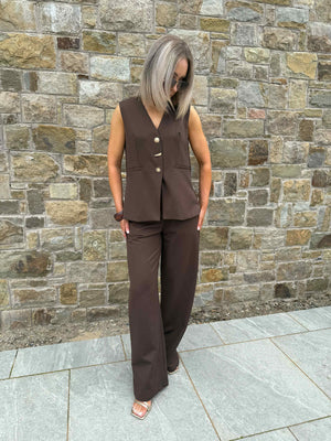 Ruby Crossover Back Waistcoat - Brown
