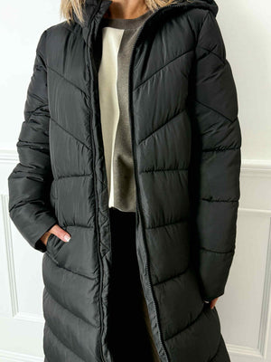 Dalcon Long Puffer Coat - Black