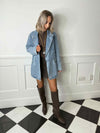 Viva Double Breasted Demin Blazer - Vintage Blue