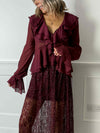 Neve Sheer Sequin Skirt - Wine