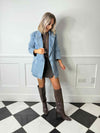 Viva Double Breasted Demin Blazer - Vintage Blue