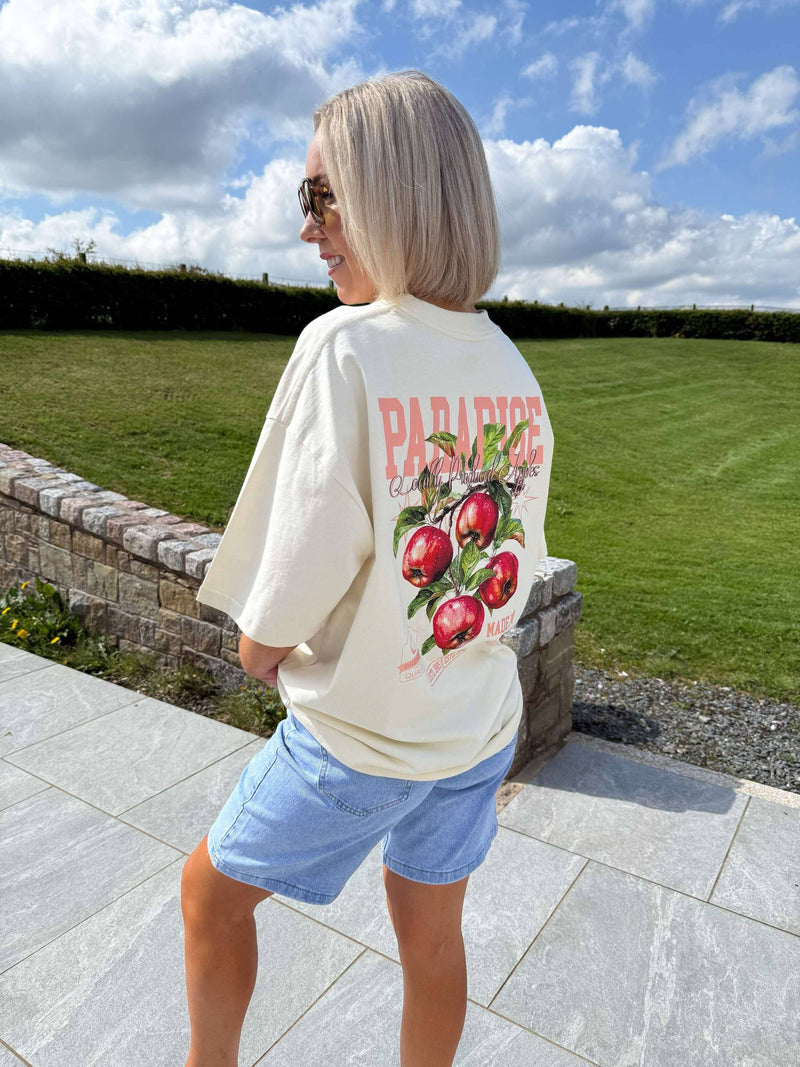 Paradise Apple Oversized T-Shirt - Lemon