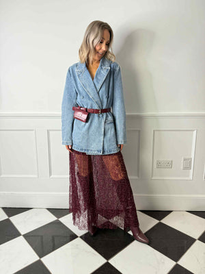 Viva Double Breasted Demin Blazer - Vintage Blue