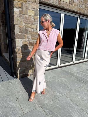 Yaz Denim Waistcoat - Light Pink