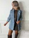 Viva Double Breasted Demin Blazer - Vintage Blue