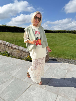Hazel Embroidered Sheer Maxi Skirt - Cream