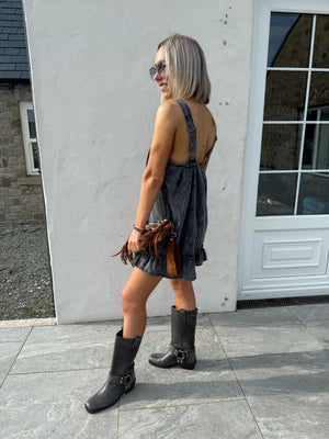 Oregon Acid Wash Denim Dress - Black