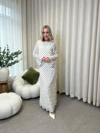 Elba Long Sleeve Maxi Dress - Cloud Dancer