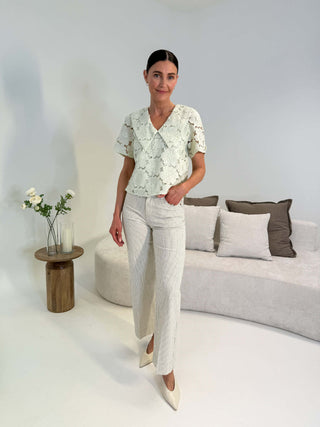 Dede Floral Lace Blouse - Green