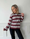 Aura Stripped Polo Shirt - Windsor Wine