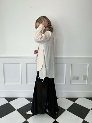 Frankie Mesh Sheer Blazer - Beige